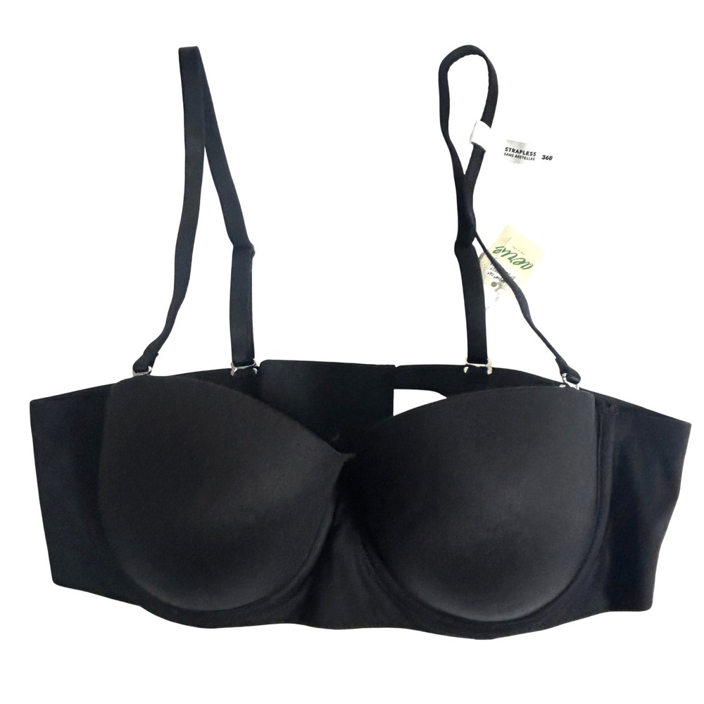 Aerie Strapless Convertible Black‎ Underwire Push Up Bra 36 B Adjustable Straps